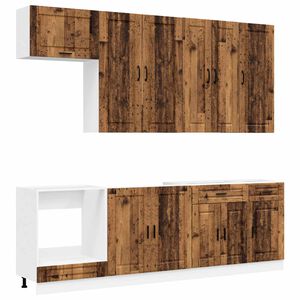 vidaXL Kitchen Unit PORTO 8 pcs Old Wood Engineered Wood