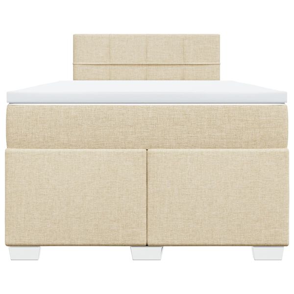 vidaXL Box Spring Bed with Mattress Cream 120x190 cm Fabric