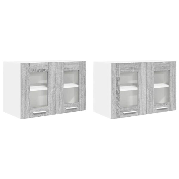 vidaXL Hanging Cabinet with Storage 2 pcs Grey Sonoma 60 x 31 x 40 cm