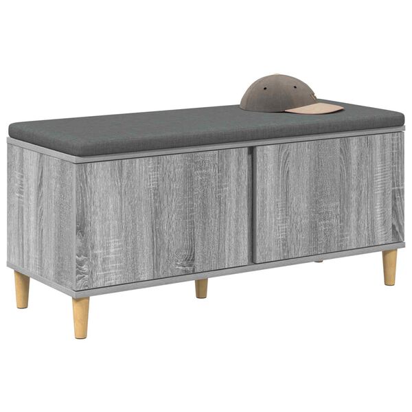 vidaXL Hall Bench with Cushion with Door Grey Sonoma 100 x 38 x 46 cm