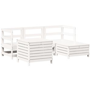 vidaXL 5 Piece Garden Sofa Set White Solid Wood Pine