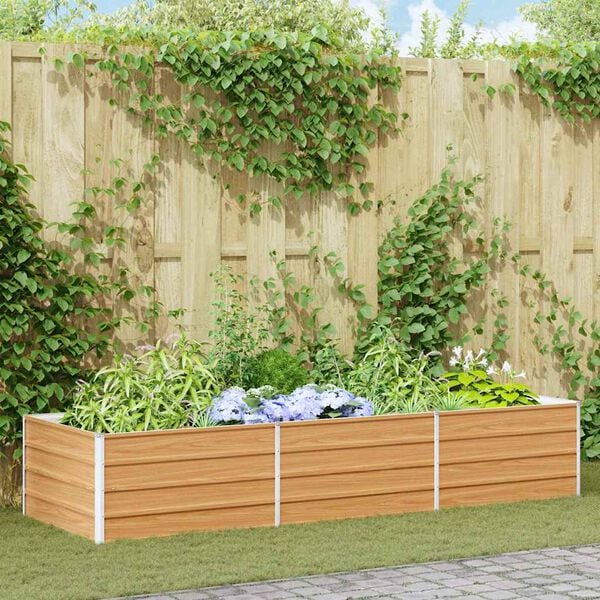 vidaXL Garden Raised Bed 240x80x45 cm Galvanized Steel Silver
