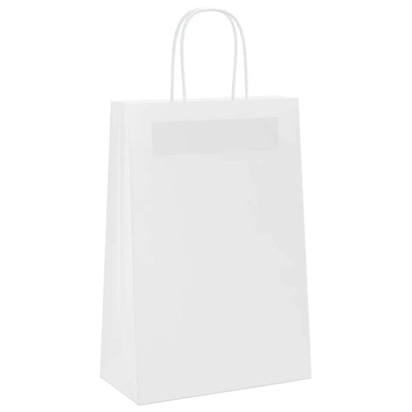 vidaXL Paper Bags 250 pcs with Handles White 21x11x31 cm