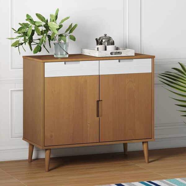 vidaXL Sideboard MOLDE Brown 90x40x80 cm Solid Wood Pine
