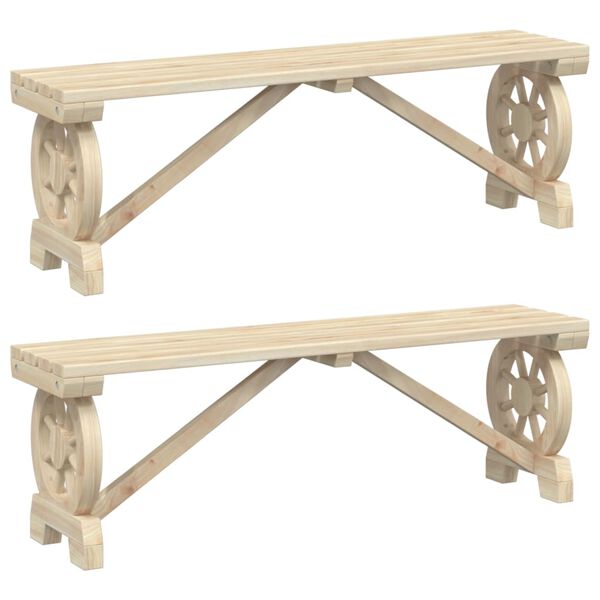 vidaXL Garden Benches 2 pcs Solid Wood Fir