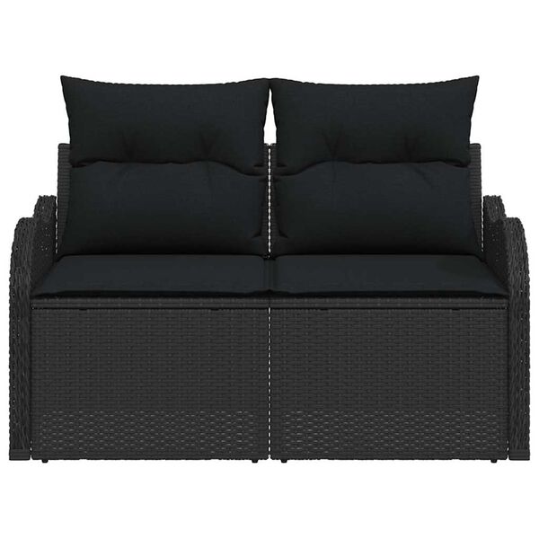 vidaXL Garden Sofa Black 121 x 62 x 69cm Poly Rattan
