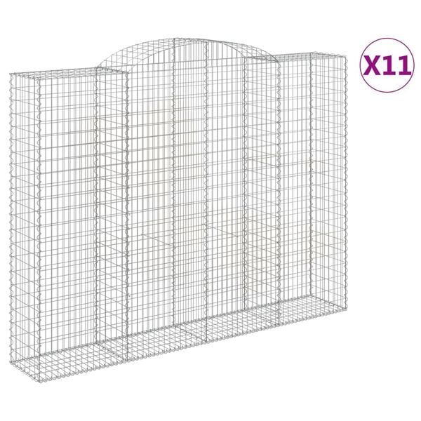 vidaXL Arched Gabion Baskets 11 pcs 300x50x220/240 cm Galvanised Iron