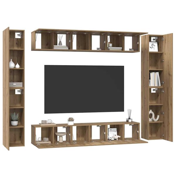 vidaXL TV Cabinet Set Wall-mounted 10 pcs Artisan Oak Engineered Wood