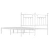 vidaXL Metal Bed Frame without Mattress with Headboard White 140x200cm