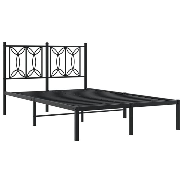 vidaXL Metal Bed Frame without Mattress with Headboard Black 120x200cm