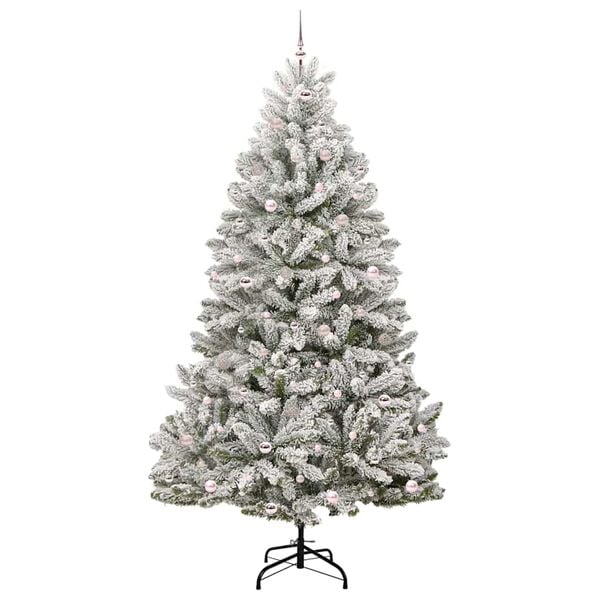 vidaXL Artificial Christmas Tree Green and White 270 cm PVC and Metal
