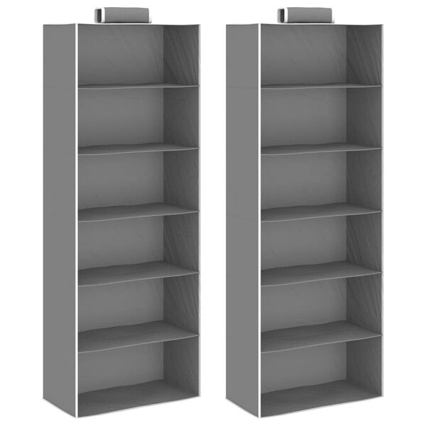 vidaXL Hanging Closet Organisers 2 pcs with 6 Shelves Fabric