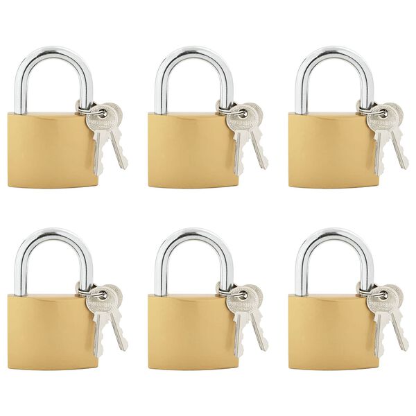 vidaXL U Lock with Keys 6 pcs Brass Iron