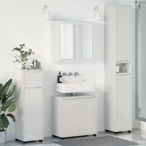vidaXL Bathroom Furniture Set 4 pcs High Gloss White Engineered Wood
