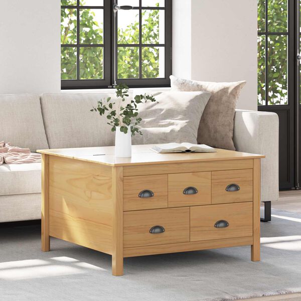 vidaXL Coffee Table Honey Brown 79.5 x 79.5 x 49 cm Solid Pine Wood