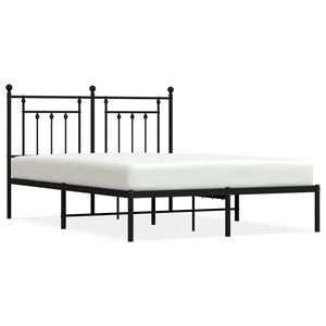 vidaXL Metal Bed Frame without Mattress with Headboard Black 140x190cm