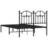 vidaXL Metal Bed Frame without Mattress with Headboard Black 120x190cm