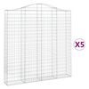 vidaXL Arched Gabion Baskets 5 pcs 200x30x200/220 cm Galvanised Iron