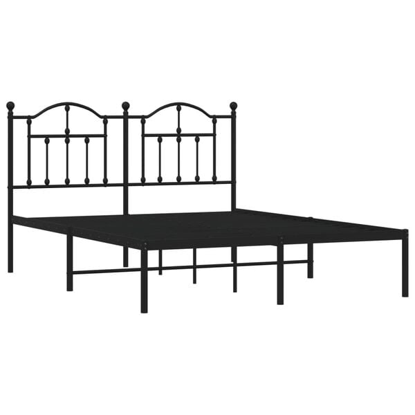 vidaXL Metal Bed Frame without Mattress with Headboard Black 140x190cm