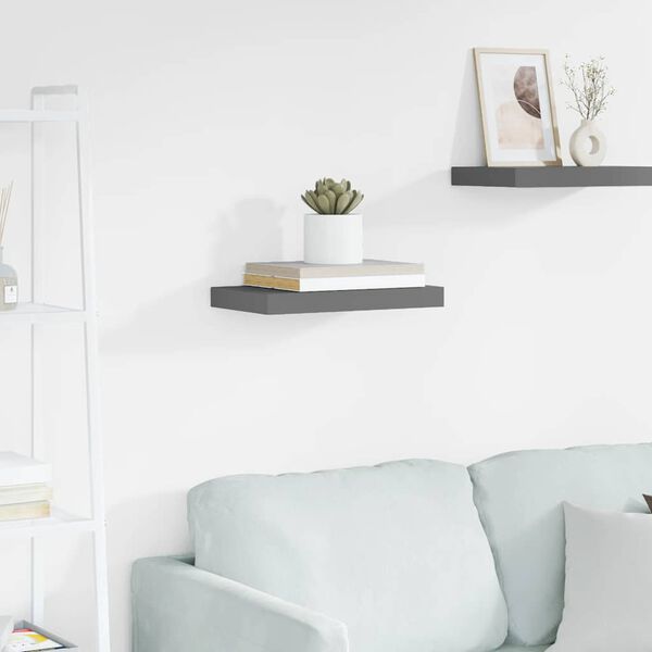 vidaXL Floating Wall Shelf High Gloss Grey 40x23x3.8 cm MDF