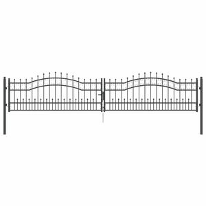 vidaXL Fence Gate with Spear Top KAMPEN 404 x 75 cm Steel Grey