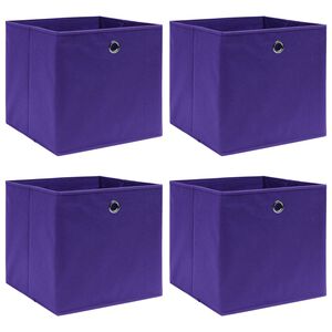vidaXL Storage Box | Set of 4 | Purple | Non-woven fabric (100% polyester)