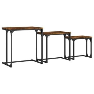 vidaXL Nesting Coffee Tables 3 pcs Smoked Oak Engineered Wood