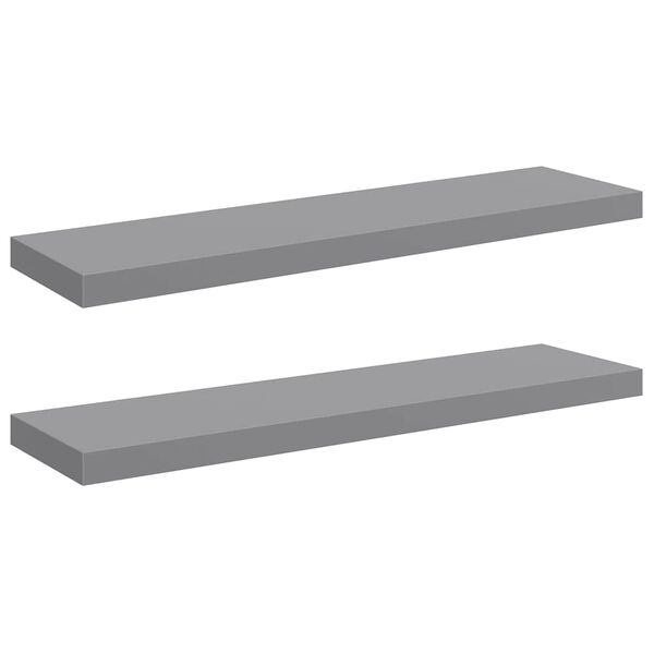 vidaXL Floating Wall Shelves 2 pcs Grey 90x23.5x3.8 cm MDF