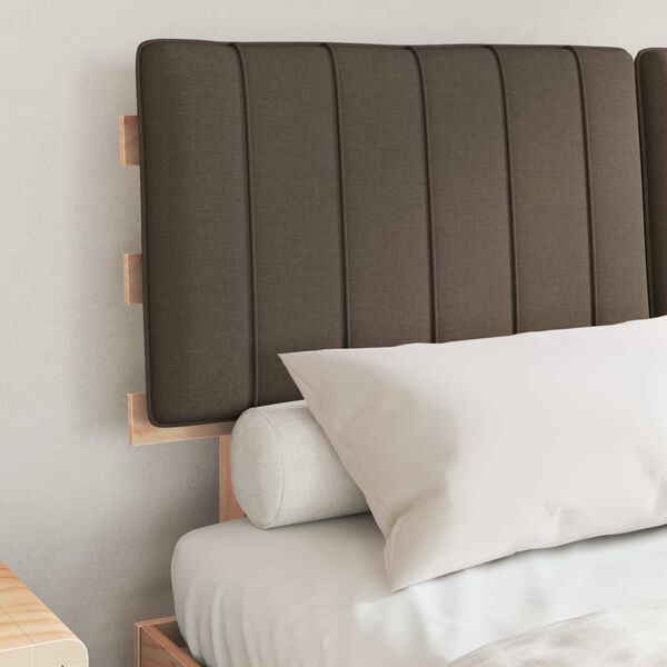 vidaXL Bed Frame with Upholstered Headboard Taupe 135 x 190 cm