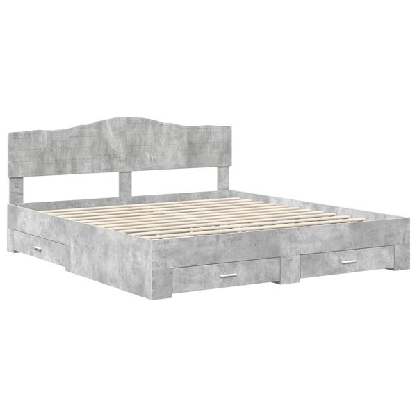 vidaXL Bed Frame Concrete Grey 180 x 200 cm Engineered Wood