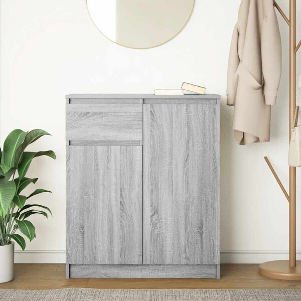 vidaXL Sideboard with Drawer Grey Sonoma 71x35x84 cm Engineered Wood