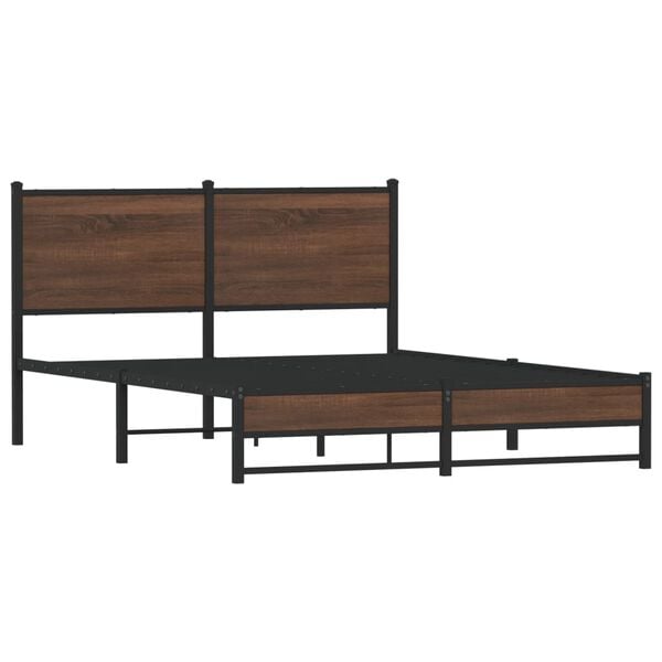 vidaXL Metal Bed Frame without Mattress Brown Oak 140x200 cm