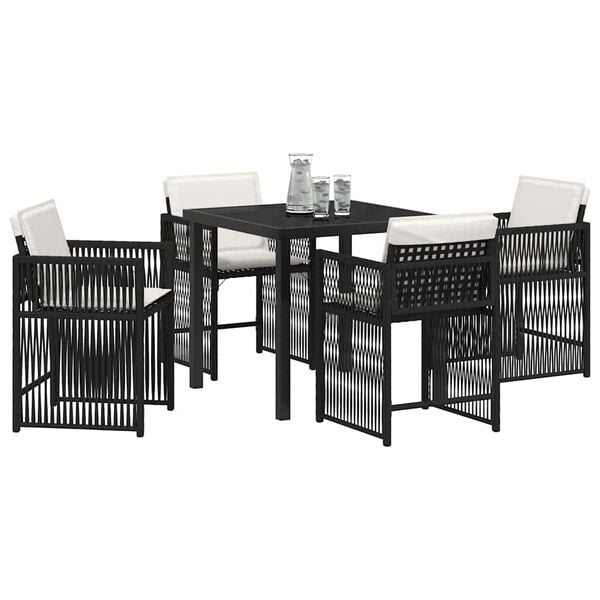 vidaXL Garden Dining Set 5 pcs Black Poly Rattan