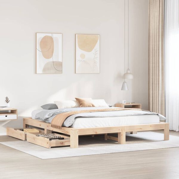 vidaXL Bed Frame without Mattress 200x200 cm Solid Wood Pine