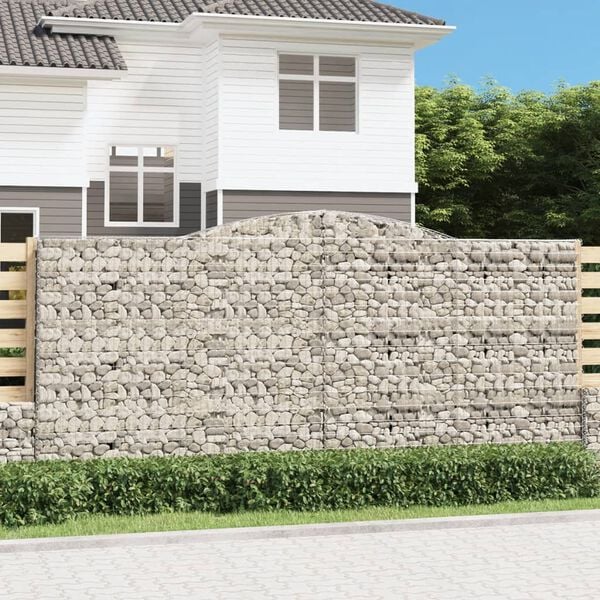 vidaXL Arched Gabion Baskets 3 pcs 400x50x180/200 cm Galvanised Iron