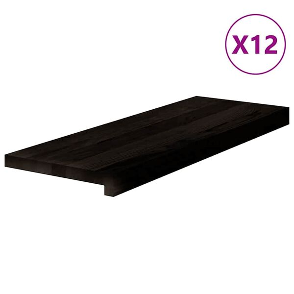 vidaXL Stair Treads 12 pcs Dark Brown 70x25x2 cm Solid Wood Oak