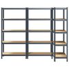 vidaXL 5-Layer Heavy-duty Shelves 3 pcs Anthracite Steel&Engineered Wood