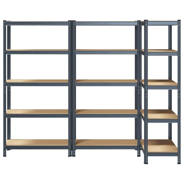vidaXL 5-Layer Heavy-duty Shelves 3 pcs Anthracite Steel&Engineered Wood
