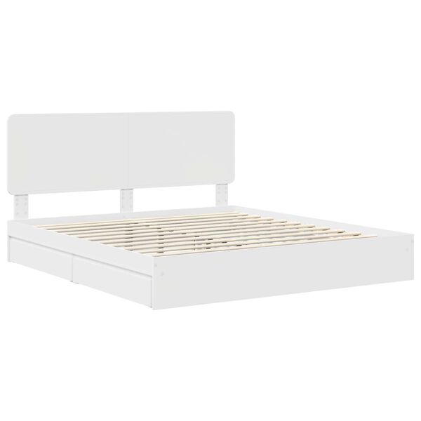 vidaXL Storage Bed with Headboard White 200 x 200 cm Engineered Wood