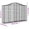 vidaXL Arched Gabion Baskets 30 pcs 200x30x120/140 cm Galvanised Iron