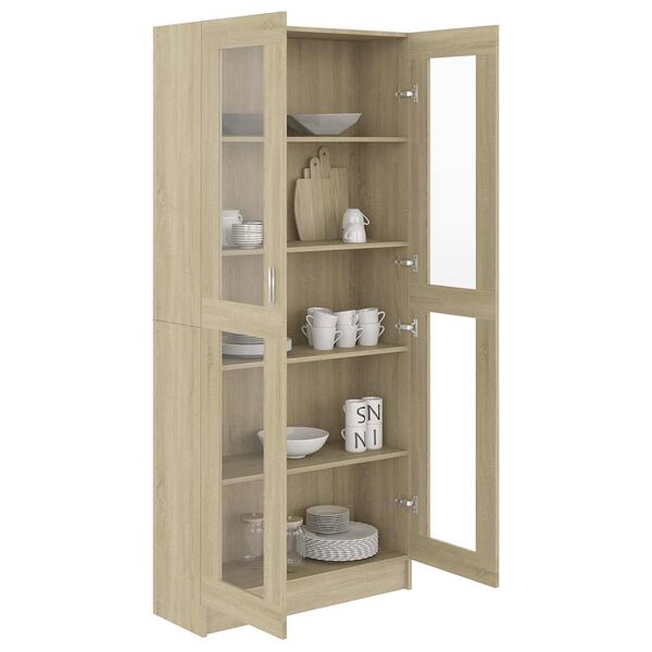 vidaXL Vitrine Cabinet Sonoma Oak 82.5x30.5x185 cm Engineered Wood