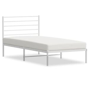 vidaXL Metal Bed Frame without Mattress with Headboard White 90x200cm