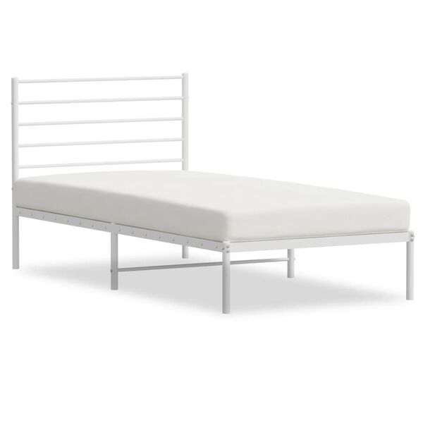 vidaXL Metal Bed Frame without Mattress with Headboard White 90x200cm