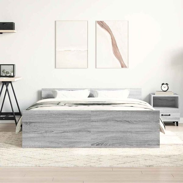 vidaXL Bed Frame without Mattress Grey Sonoma 140x190 cm