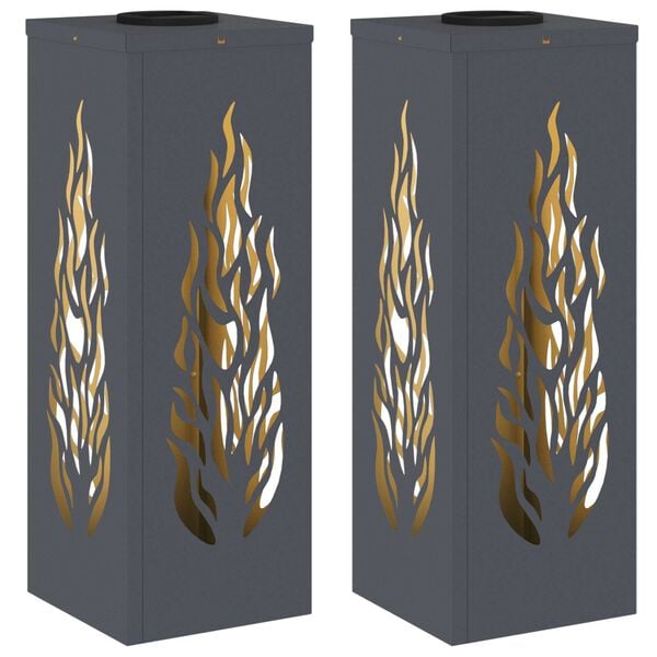 vidaXL Solar LED Pathway Light 2 pcs Anthracite Cold Rolled Steel