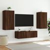 vidaXL 3 Piece TV Wall Cabinets with LED Lights Brown Oak