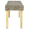 vidaXL Bench 110 cm Natural Kubu Rattan and Solid Mahogany Wood