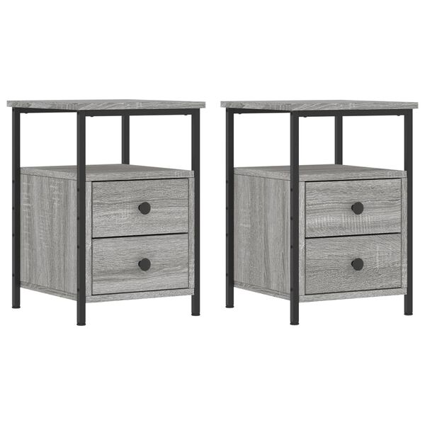 vidaXL Bedside Cabinets 2 pcs Grey Sonoma 34x35.5x50 cm Engineered Wood