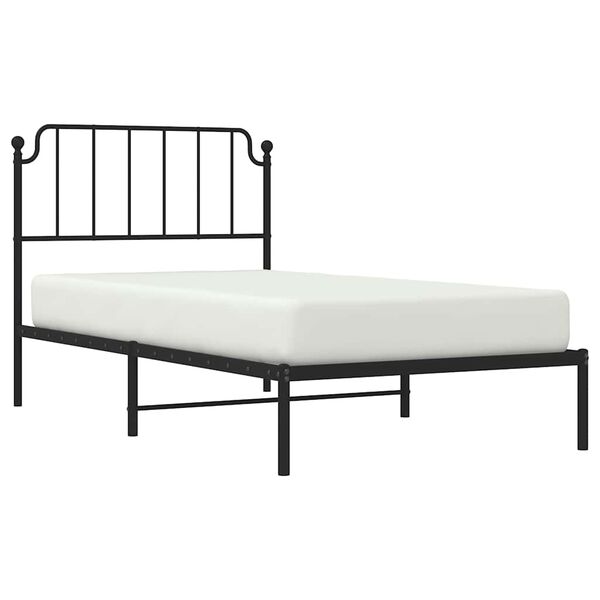 vidaXL Metal Bed Frame without Mattress with Headboard Black 100x200cm
