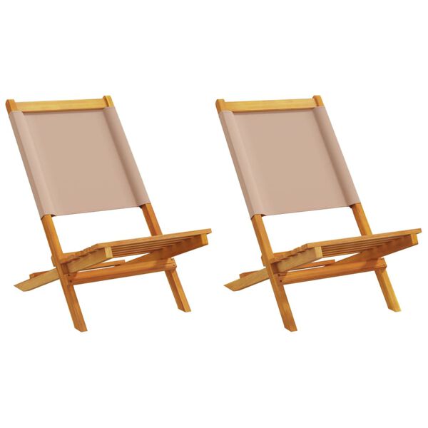 vidaXL Garden Chairs 2 pcs Taupe Solid Wood Acacia and Fabric